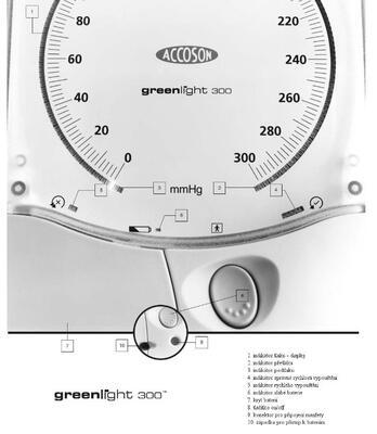 Bezrtuťový profesionální tonometr Accoson Greenlight 300 - zelený - 7